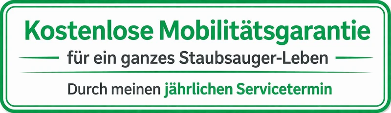 Siegel: Kostenlose Mobilitätsgarantie für ein ganzes Staubsauger-Leben — durch den jährlichen Servicetermin